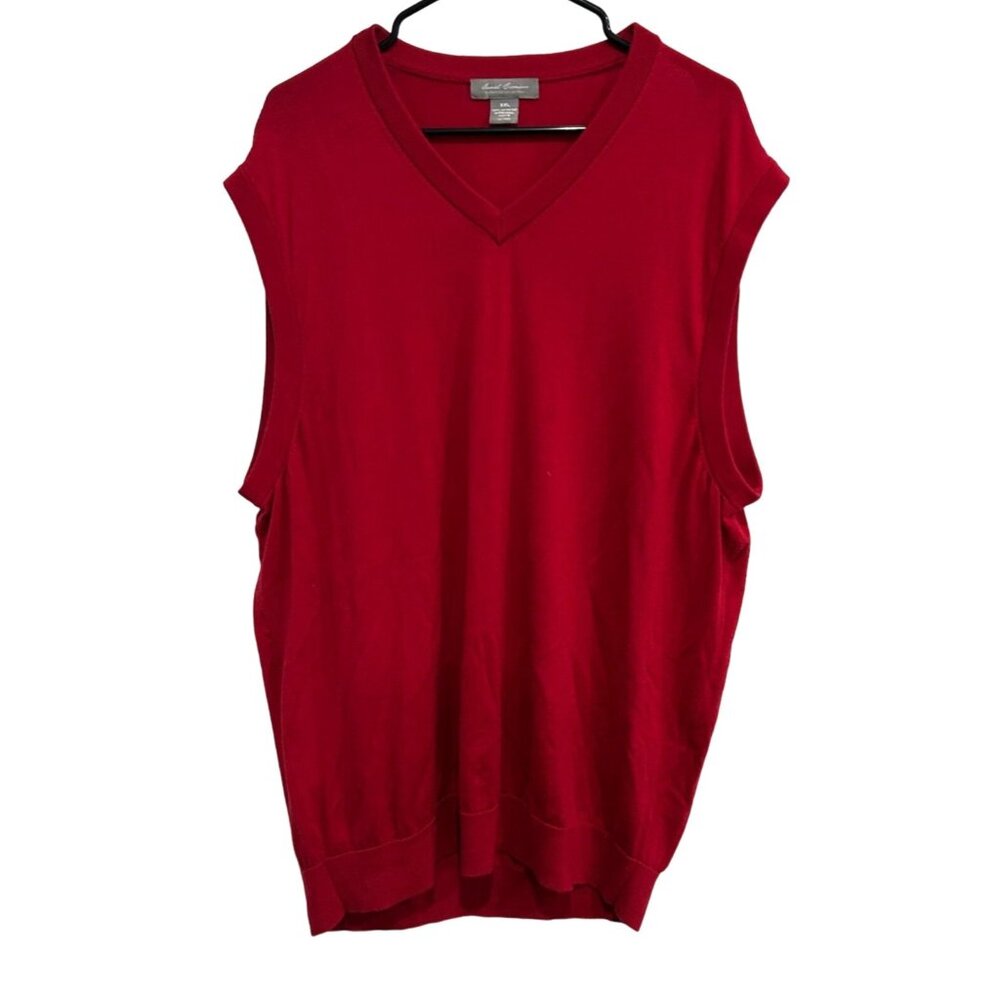 Daniel Cremieux Signature Collection Red V Neck Merino Wool Sweater Vest Sz XXL